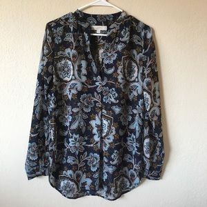Loft semi sheer paisley top